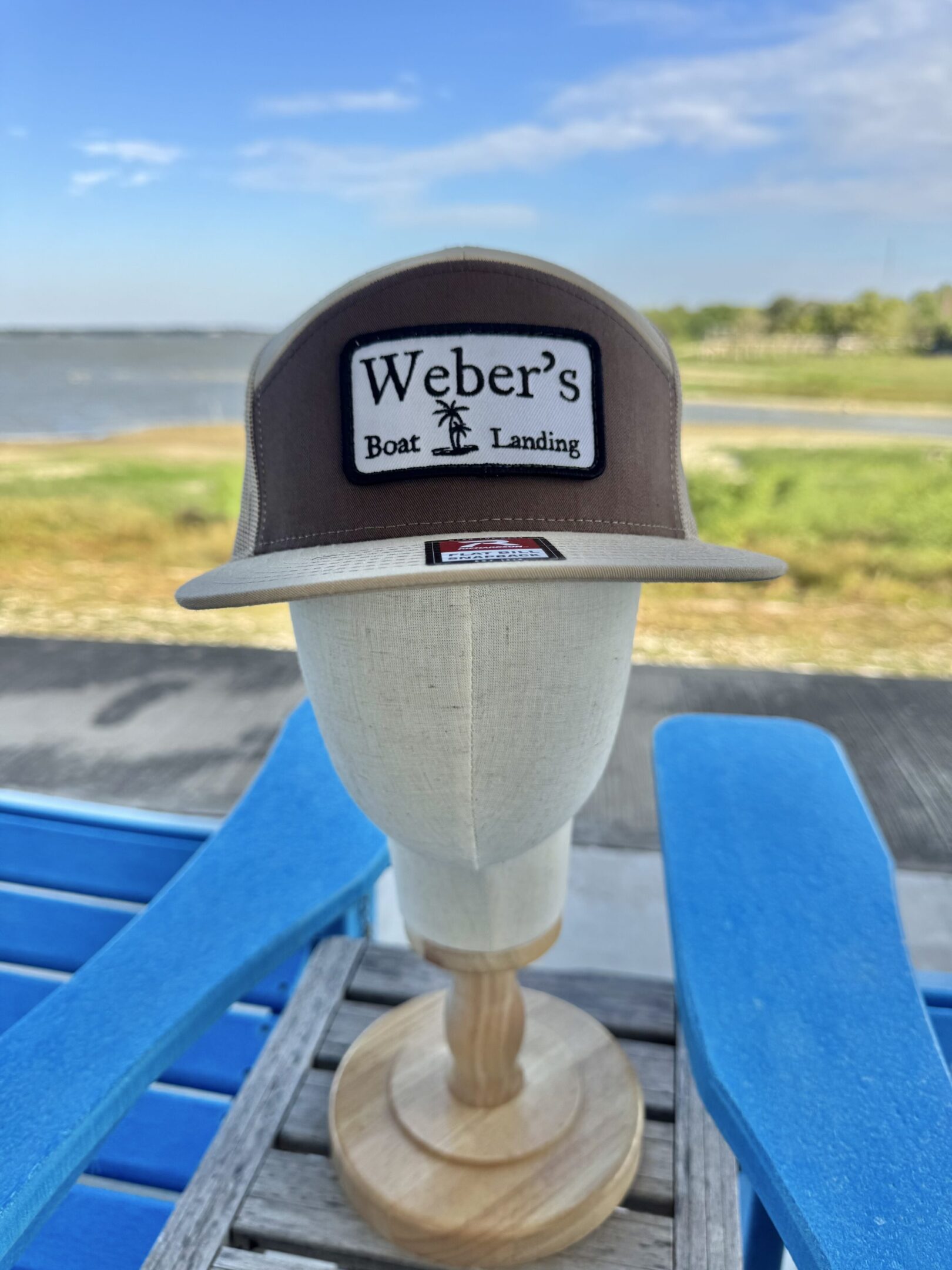 Brown/Tan 7 panel Trucker style hat