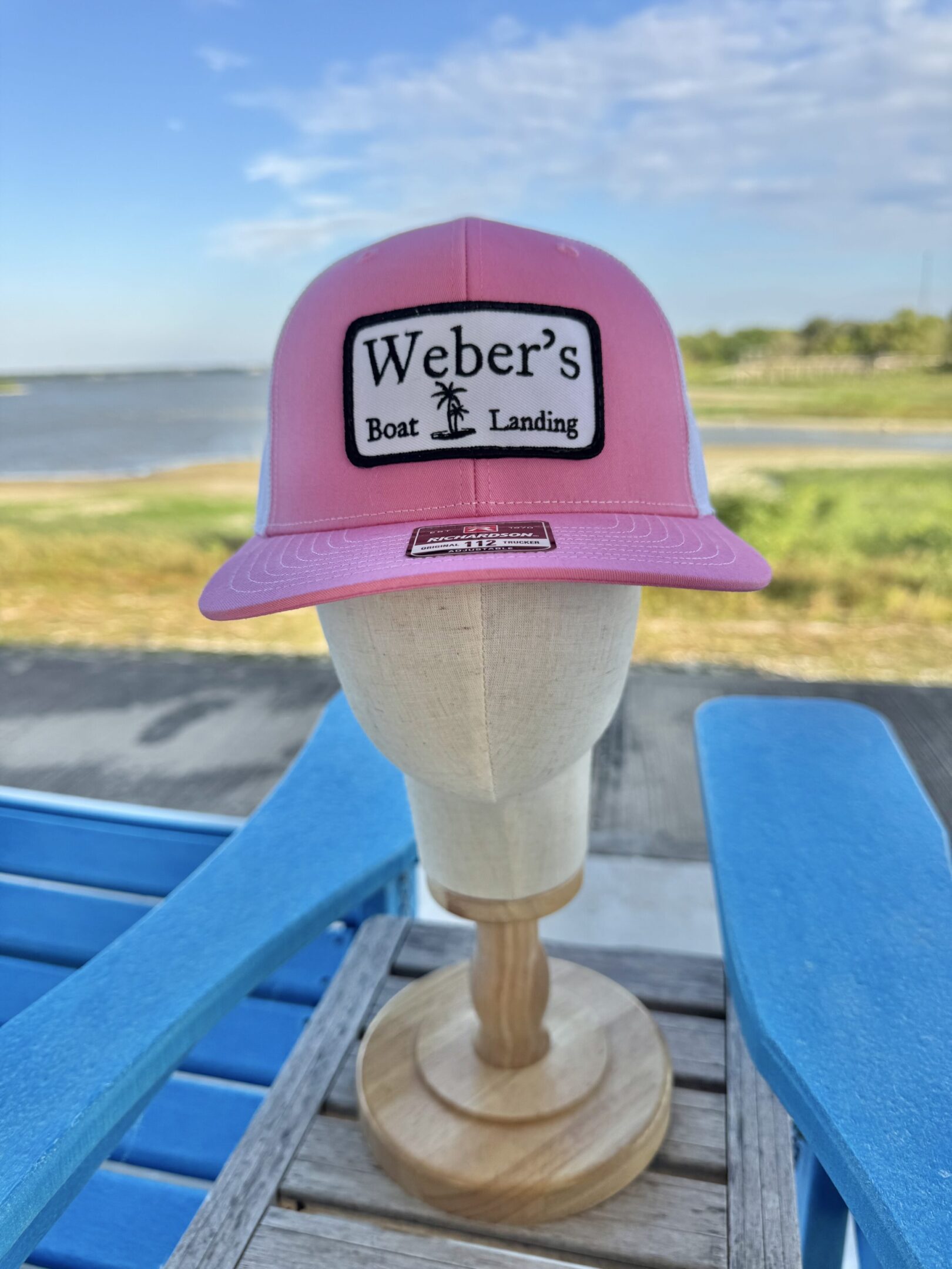 Pink/White 7 panel Trucker style hat